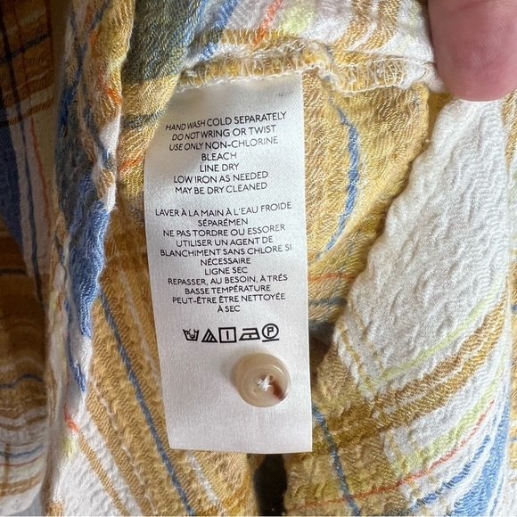 PILCRO Oversized Button Down Shirt in Yellow Plaid Size XS - Picture 9 of 9